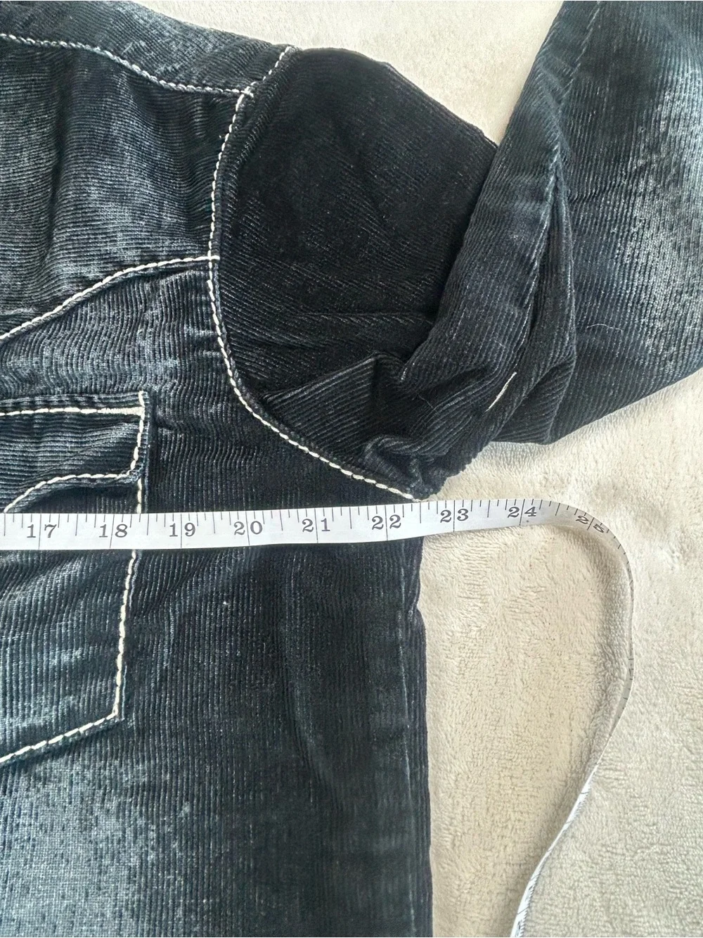 True Religion Black Corduroy Western Shirt Long Sleeve pearl Snap Button Size M